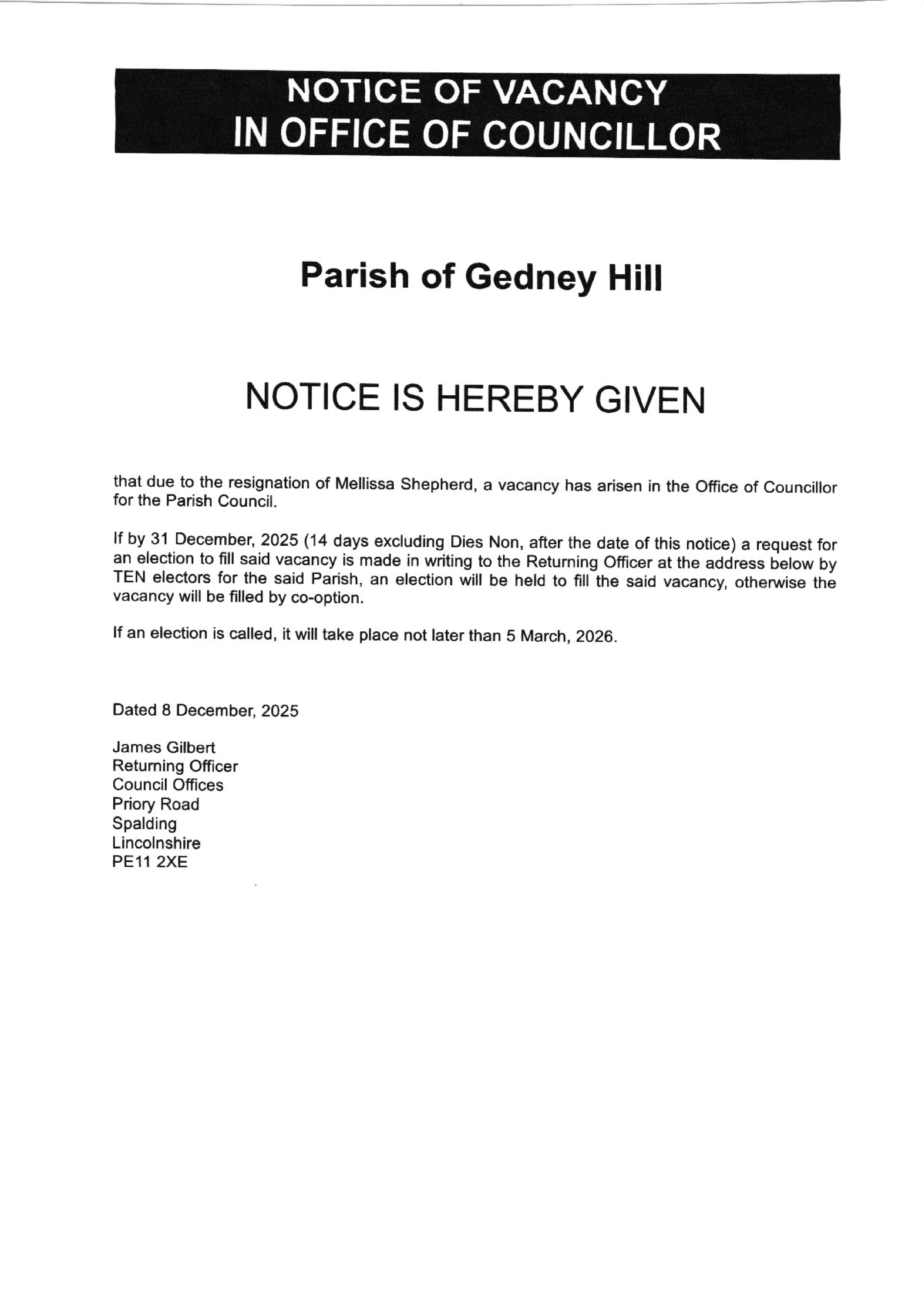 Cllr Notice Dec 2025